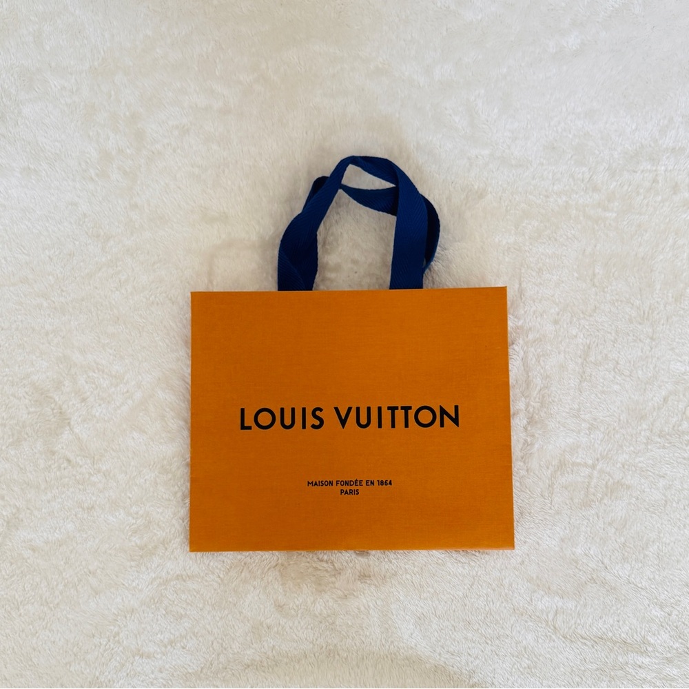 Louis Vuitton Orange Gift Bag with blue handles